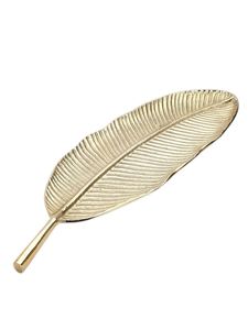 Plateau de service en métal doré de luxe, feuille de bananier tropicale, plat décoratif pour table basse, centre de table, décoration moderne pour la maison - Product Image 5