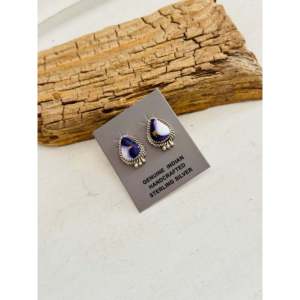Trish Largo Purple Mohave Composite & Sterling <b>Silver</b> <b>Stud</b> Earrings Water Drop Shape with Bezel Setting Post Inlay Technology - Product Image 4