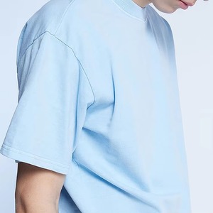 Camiseta de algodón 100% para hombre, camiseta en blanco transpirable de alta calidad con cuello redondo y hombros caídos de gran tamaño con diseño de logotipo personalizado para hombre 2025 - Product Image 4