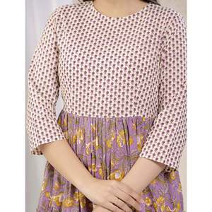 Robe Anarkali en coton imprimé violet, vêtements américains - Product Image 2