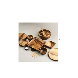 Juego de cena de madera Natural, platos redondos de madera de 11 pulgadas, fácil limpieza, ligero para tamaño personalizado, producto en oferta - Product Image 1