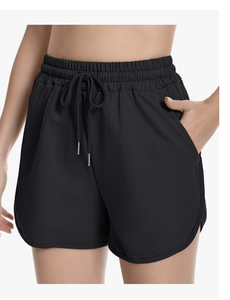 Pantalones Cortos Deportivos de Verano para Mujer, Pantalones Cortos Casuales de Algodón, Dobladillo Curvo, Cordón Ajustable, Pantalones Cortos Deportivos de Jersey con Bolsillos, Nuevo - Product Image 2