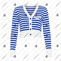 Grec Zeta Phi Beta Sororité Vêtements Prêt À Expédier Rayé Crop Pull College Cardigan