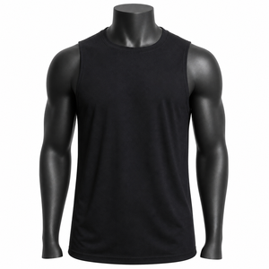 Camiseta Deportiva Personalizada para Hombre, Negra, Sin Mangas, Transpirable, para Gimnasio, Ropa Deportiva, Proveedor Mayorista OEM - Product Image 1