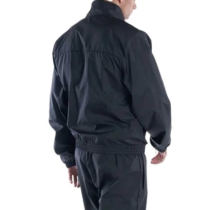 Bomber de couleur noire personnalisée coupe-vent fermeture éclair imperméable noir brillant col montant pantalon évasé survêtement en nylon pour hommes 2026 - Product Image 3