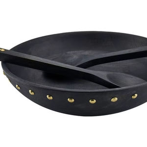 Bol en bois de pin noir, forme ronde, bol en acier inoxydable, vaisselle, bol à pâte, bol de service pour la maison, l'hôtel et les restaurants - Product Image 1