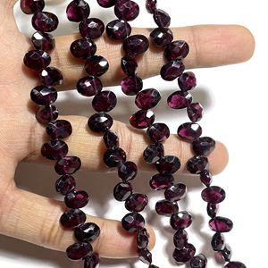 Perles de pierres précieuses grenat rose naturel Briolette de forme ovale à facettes en gros pour la fabrication de bijoux - Product Image 2