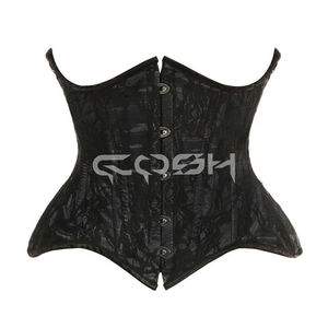 Corsé de Satén Gris con Encaje Negro, Fabricante de Pakistán - Product Image 5