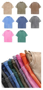 Unisex 100% algodón de gran tamaño Vintage personalizado borde suelto lavado ácido camisetas de hombre 275GSM Hip Hop - Product Image 6