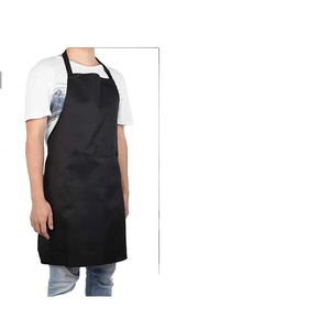 Delantal negro de algodón unisex logotipo personalizado delantal de diseño de impresión completa con bolsillo babero ajustable impermeable para delantal de barbacoa de cocina - Product Image 5