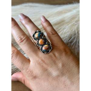 Southwest Handmade Mohave Turquoise Sterling <b>Silver</b> Adjustable <b>Boho</b> <b>Ring</b> - Product Image 2