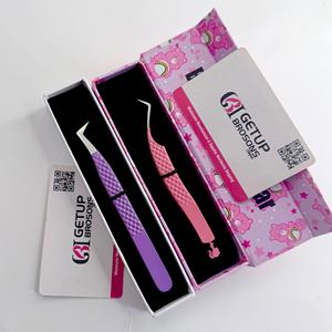 Pince à cils GETUP BROSONS IMPEX Russian Volume en acier inoxydable, style dauphin, pointe argentée, anti-magnétique, prise en main parfaite, 10 mm - Product Image 2