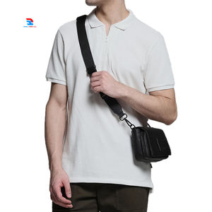 Camisetas de polo informales ajustadas para hombre, camisetas ligeras de secado rápido con cremallera para golf, tejido de punto ecológico con cuello vuelto - Product Image 1
