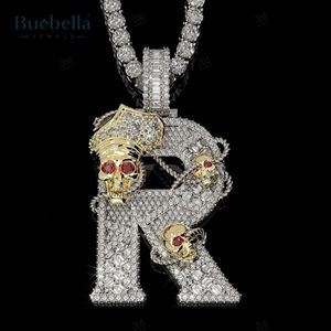Colgantes y dijes de moissanita de plata 925, diseño de letra envuelto en esqueleto helado personalizado, joyería ostentosa de Hip Hop para hombres - Product Image 1