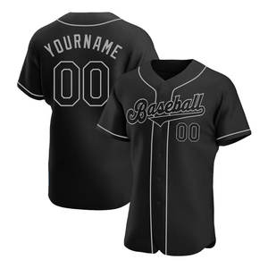Camisetas de béisbol auténticas en negro y gris personalizadas asequibles-Ropa deportiva Premium Precios al por mayor - Product Image 6