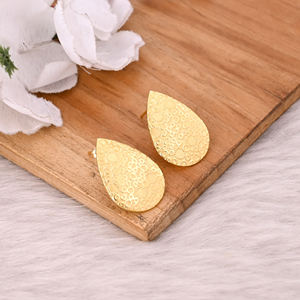 คุณภาพสูงทองเหลืองชุบทองต่างหูสตั๊ดเรียบต่างหูพื้นผิวทำด้วยมือต่างหูทองเหลืองชุบทองสำหรับปาร์ตี้สบายๆ - Product Image 6