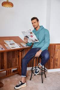 Pull à capuche uni personnalisé en coton 400 GSM sweat-shirt en polaire lourd pour hommes à manches longues tenue décontracté - Product Image 5