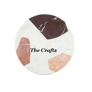 Tabla de cortar de mármol de diseño maravilloso con asas de acero inoxidable Utensilios de cocina de forma redonda Tabla de cortar queso - Product Image 4