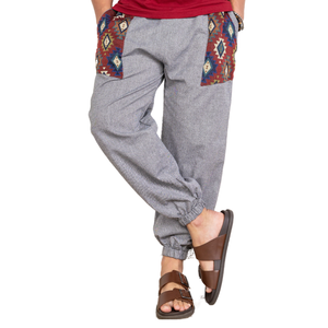 Men's Classic Hopper Straight Harem Style Yoga Sweatpants Eco-Friendly 100% Cotton <b>Free</b> Size High Waist Casual Printed Pocket - Product Image 1