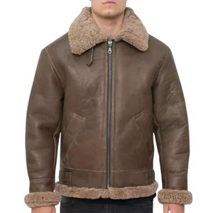 Chaqueta de Motociclista de Cuero Marrón 100% Piel de Vaca Genuina para Hombre, Impermeable, Cortavientos, con Forro de Borrego, Talla Grande, ODM OEM - Product Image 2