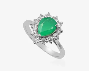 印度所有新的奢华设计天然祖母绿可叠放戒指925纯银祖母绿戒指制造