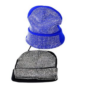 Customized Diamond Rhinestone Knitted Women Soft Winter <b>Beanie</b> Casual <b>Streetwear</b> 100% Wool <b>Beanie</b> Rhinestone Cap Ladies - Product Image 3