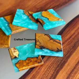 Ensemble de sous-verre à thé en résine et bois de qualité supérieure pour le réchauffement de la maison thé café vin boissons tasse sous-verre tapis et coussinets petit déjeuner utilisé - Product Image 2