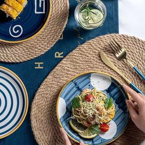 Mantel individual pintado a mano tejido de yute ovalado ecológico 2024 naranja estilo bohemio rural para boda mesa de comedor FIESTA DE Vecraft - Product Image 5