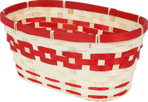 Cesta de Almacenamiento Navideña Ecológica de Bambú Verde y Rojo Natural Hecha a Mano por Sisu Handicraft - Product Image 2