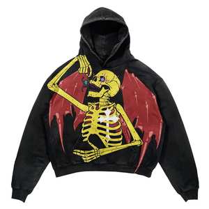 Sudaderas con capucha recortadas lavadas con ácido para hombre personalizadas, sudaderas con hombros caídos de gran tamaño, ropa de calle pesada Vintage, Sudadera con capucha en blanco para hombre - Product Image 4