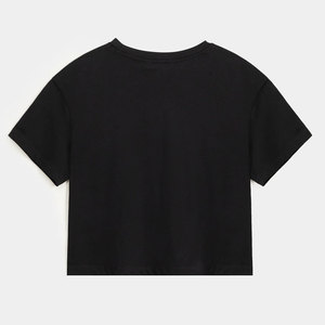 Camiseta recortada holgada de gran tamaño verde a la moda para mujer con cuello redondo elegante Top corto ajustado - Product Image 6