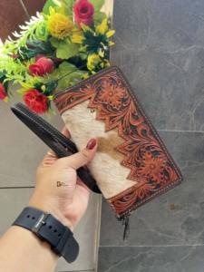 กระเป๋าคลัทช์หนังวัวขนสัตว์มีสไตล์กระเป๋าสตางค์และเคสโทรศัพท์หนังตะวันตกอเนกประสงค์ดีไซน์ใหม่ - Product Image 4