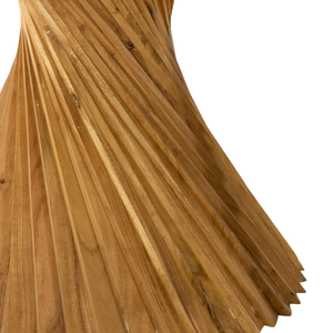 Juego de mesa de comedor de madera moderna de forma redonda con diseño de flora exclusivo elegante en madera maciza de Acacia mesa de comedor con acabado de nogal Natural - Product Image 5