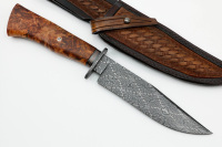 Personnalisé fait à la main San Mai Damas nouveau modèle manche en bois couteau de chasse survie en plein air Camping couteaux gaine en cuir