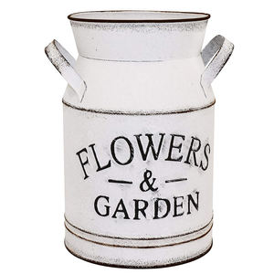 Boîte à lait en fer avec fleur et jardin imprimé en relief et blanc enduit de poudre fini au design unique, nouvel arrivage - Product Image 1