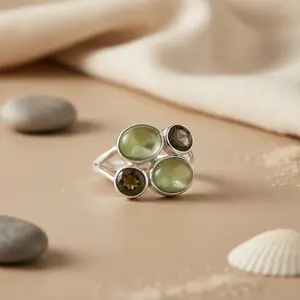 Anillo de Plata 925 con Múltiples Piedras para Mujer, Joyería Elegante con Baño de Oro de 18K y Rodio - Product Image 1