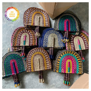 Éventail à main en herbe de mer tissée pour fête bohème - Produit en herbe pliable - Éventail culturel en feuille de palmier - Caryln - Product Image 5