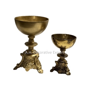 Juego de 2 Cuencos Decorativos de Aluminio Hechos a Mano con Acabado Dorado para Centros de Mesa, Exhibición de Flores y Decoración del Hogar - Product Image 2