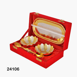 Juego de cuencos de Latón chapado en plata y oro, frutero seco, juego de cuencos de latón puro con cuchara - Product Image 2