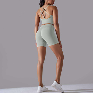 Sujetador deportivo de 2 piezas sin costuras a prueba de golpes de secado rápido OEM con pantalones ajustados Trajes de gimnasio Ropa deportiva Conjuntos de yoga Estampado - Product Image 4