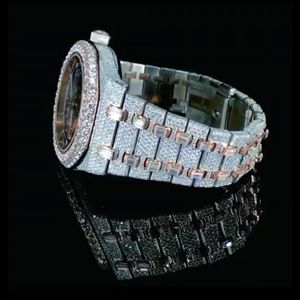 Nouvelle mode de montre de luxe en acier inoxydable entièrement glacé Baguette Vvs Moissanite diamant montres pour hommes exportateur de l'Inde - Product Image 3