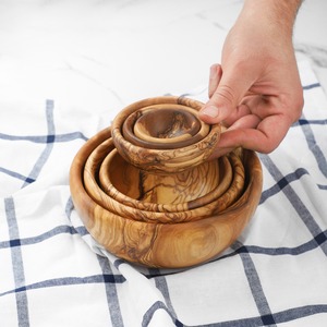 Bol en bois d'olivier écologique fabriqué à la main de 6 tailles différentes pour servir la salade et les fruits bols en bois décoratifs modernes à usage domestique - Product Image 5
