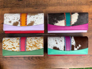 มาใหม่ขายรีไซเคิล Cowhide หลายหนังผู้หญิงคลัทช์สไตล์ Stubby สายรุ้งสี Multiuse กระเป๋าสตางค์ผู้ถือบัตรกระเป๋าสตางค์ - Product Image 2