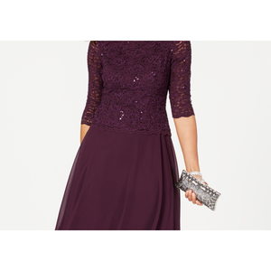 Abito da sera da donna Alex Evenings, nero, taglia M, con paillettes, pizzo a contrasto e tessuto in chiffon, vita naturale - Product Image 5