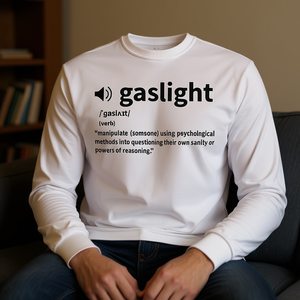 T-shirt a maniche lunghe con definizione del dizionario Gaslighting, per adulti, unisex, bianca - Product Image 3