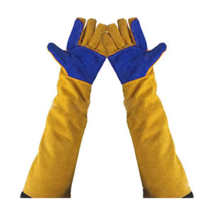Guantes de cuero de vaca de alta resistencia, guantes reflectantes de seguridad para construcción, barbacoa, guantes de extinción de incendios, soldadura larga por chispa de calor resistente - Product Image 5