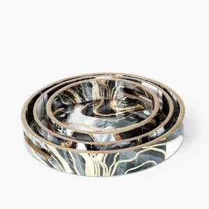 Mughalcrafts Plateau en bois abstrait en émail Plateau rectangulaire carré Plateau de service Cuisine Maison Plateau à fruits décoratif MDF Alimentaire - Product Image 1
