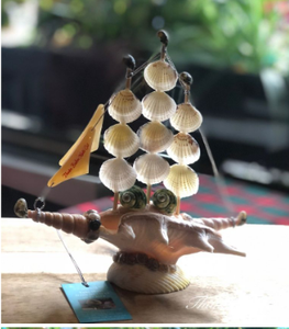 Coquillages de mer océaniques naturels Shell Boat: Figurine de bateau de coquillage artisanale Cadeaux et souvenirs exquis. - Product Image 5