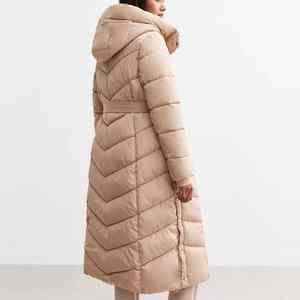 Veste matelassée camouflage unisexe d'hiver avec capuche coupe-vent et imperméable longueur régulière longue logo personnalisé sur le devant - Product Image 5