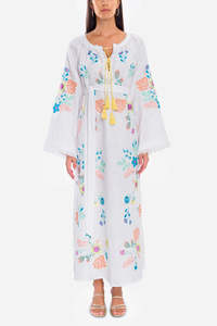 Magnifique robe de soirée d'été écologique pour les femmes longue Style Boho avec broderie ukrainienne ceinturée longueur au sol taille naturelle - Product Image 4